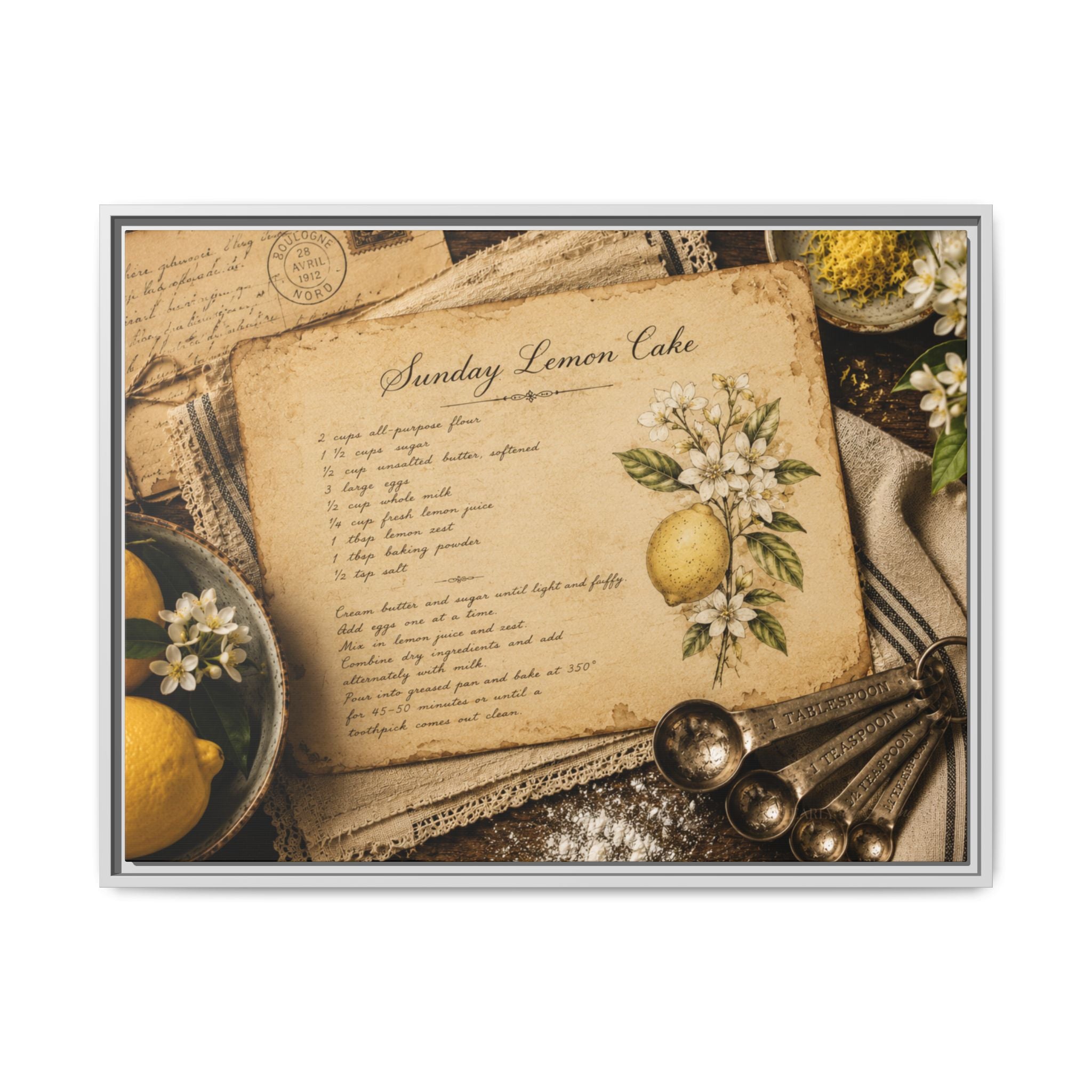 Sunday Lemon Cake | Framed Canvas Wall Art