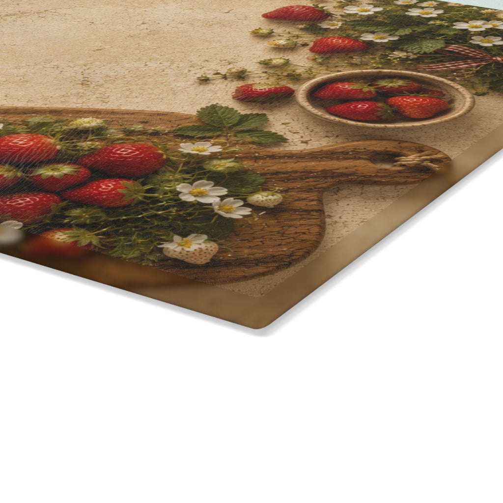 Strawberry Patch | Glass Cutting Board