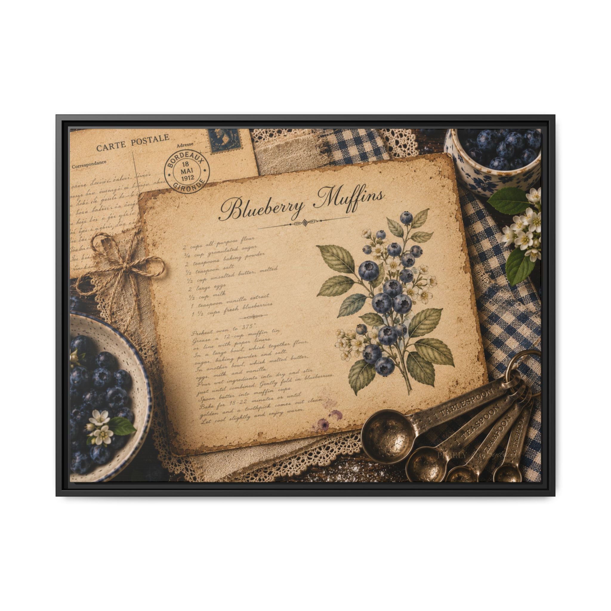 Blueberry Muffins  | Framed Canvas Wall Art