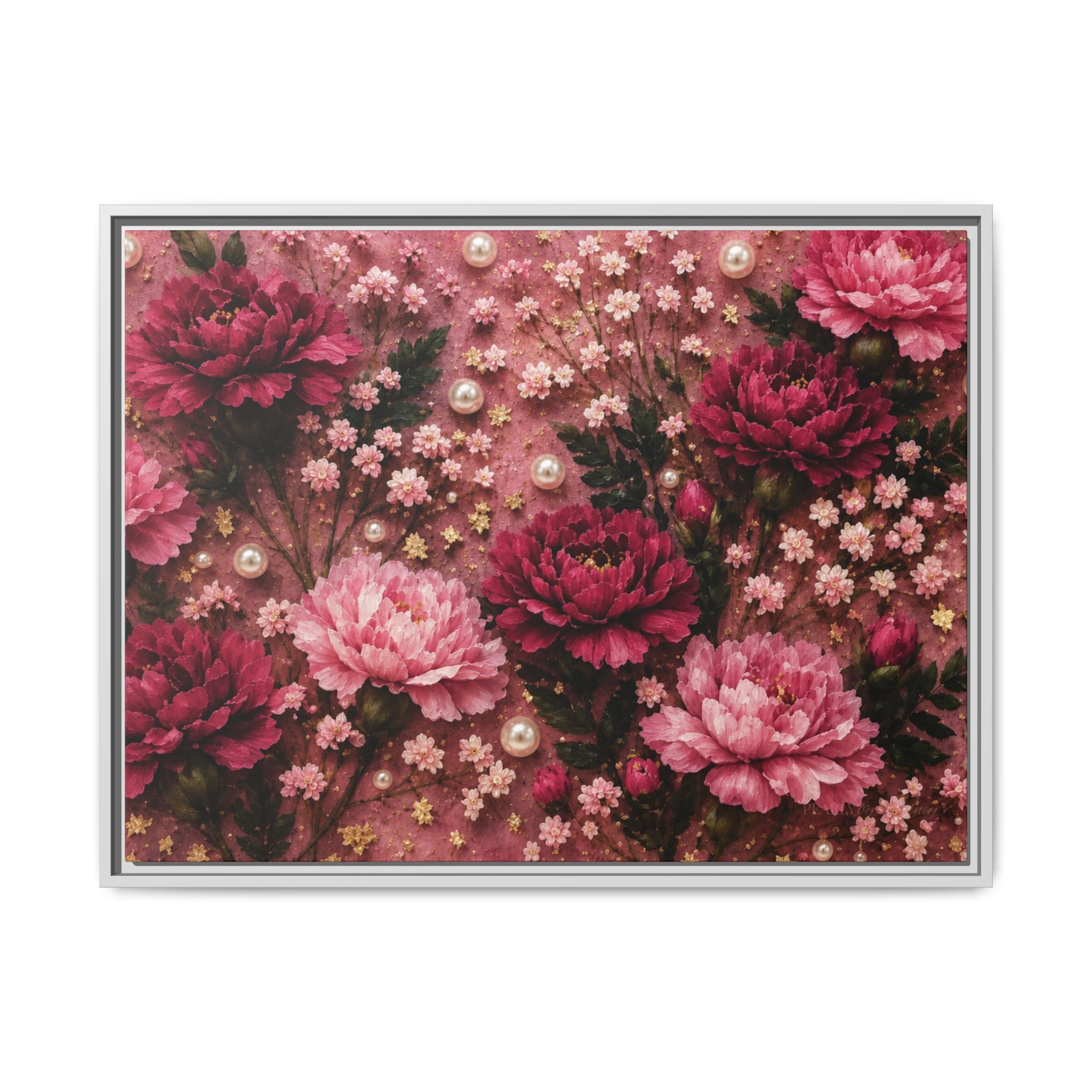 Blushing Peonies | Framed Canvas Wall Art