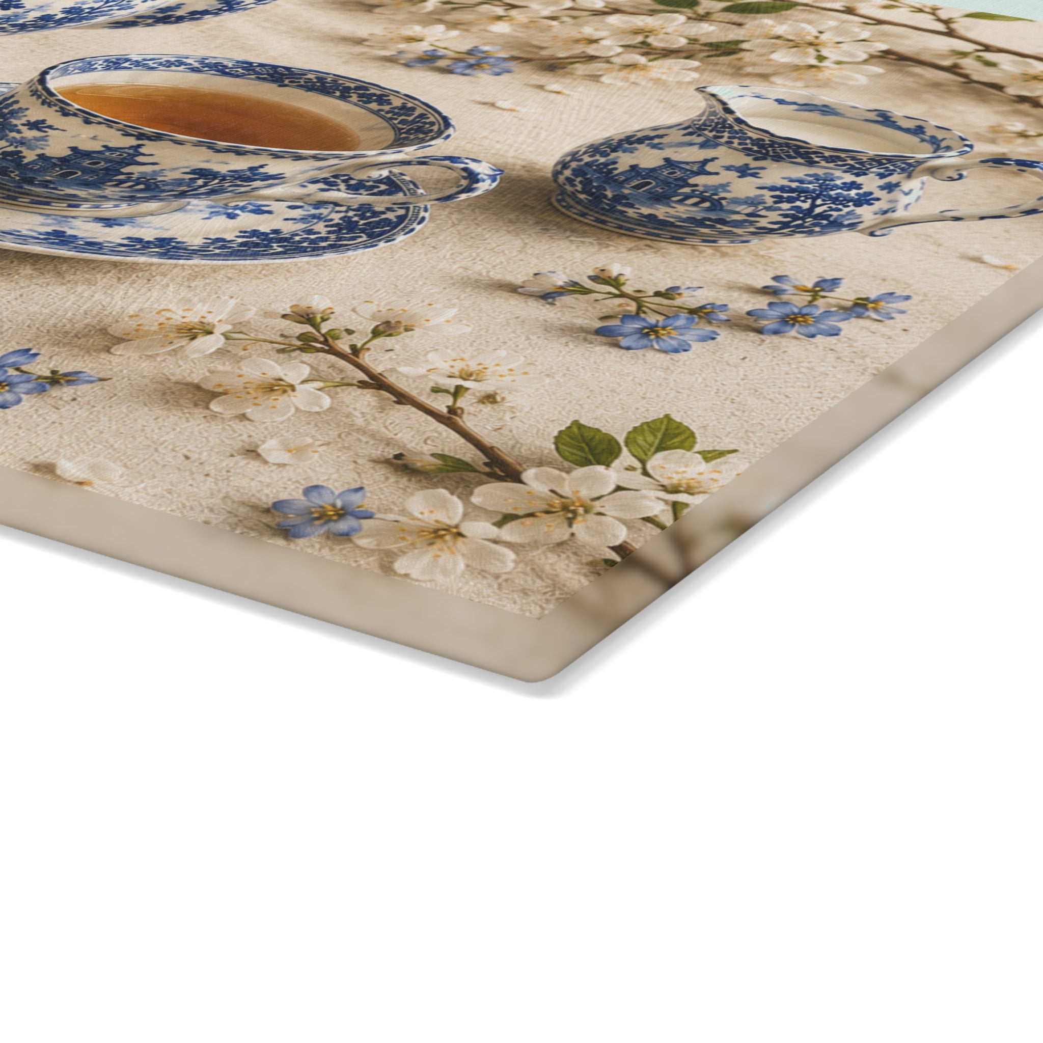 Blue Willow Tea | Glass Cutting Board