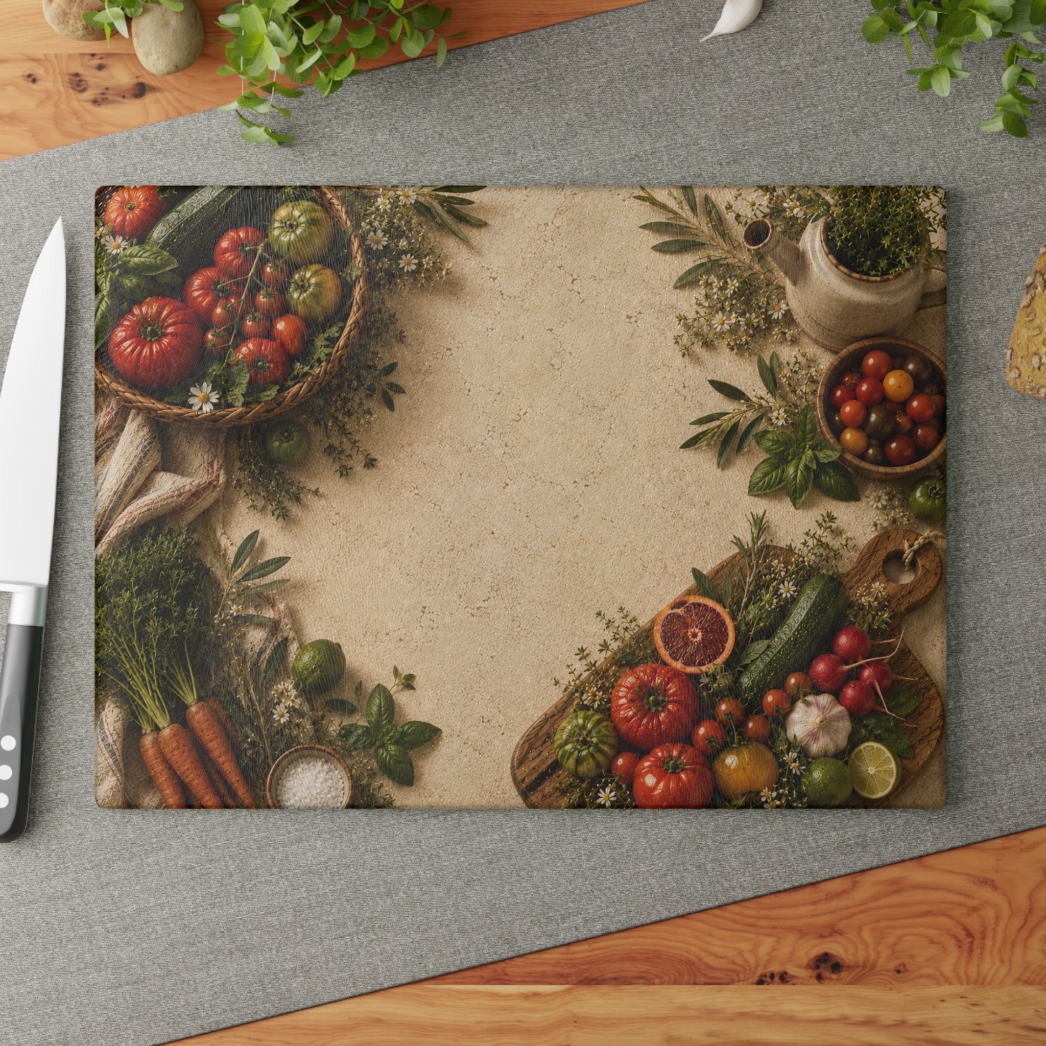 Garden Harvest | Glass Cutting Board