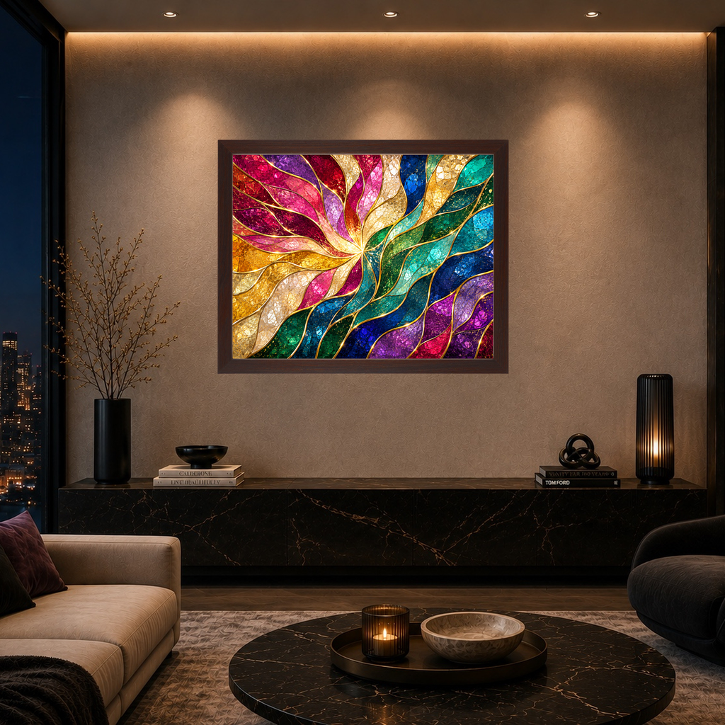 Stained Glass Prism | Framed Canvas Wall Art