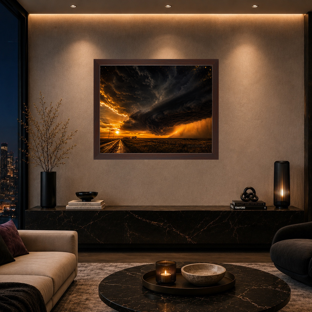 Golden Reckoning — Framed Canvas Wall Art