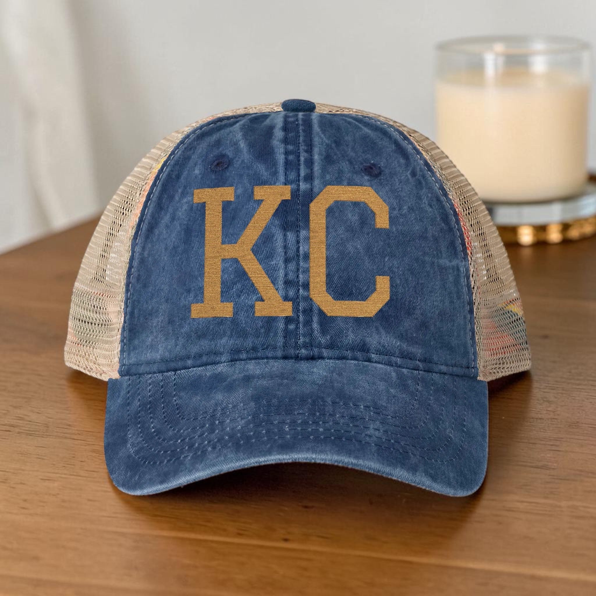 KC | Washed Mesh-Back Embroidered Cap