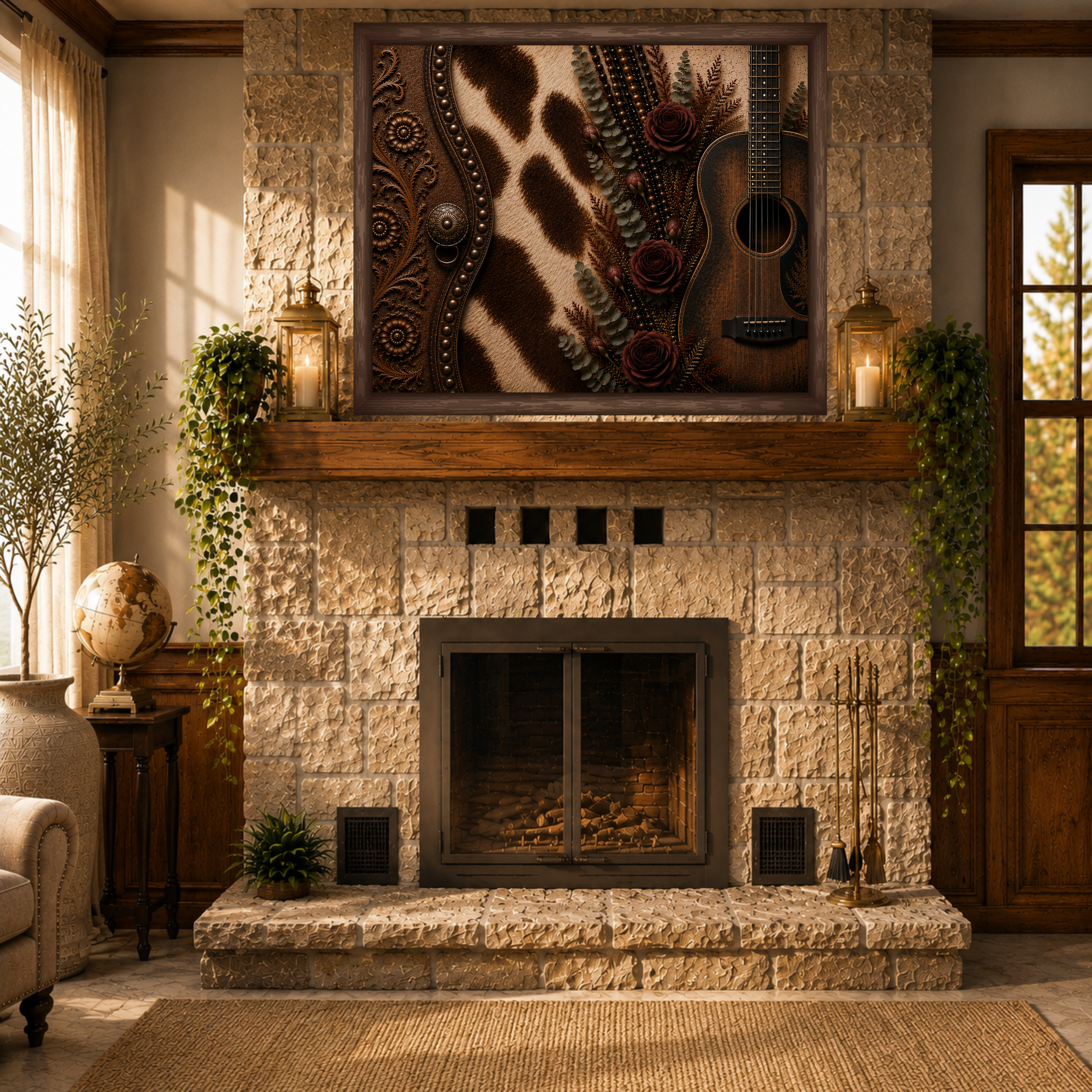 The Cowgirl's Melody | Framed Canvas Wall Art