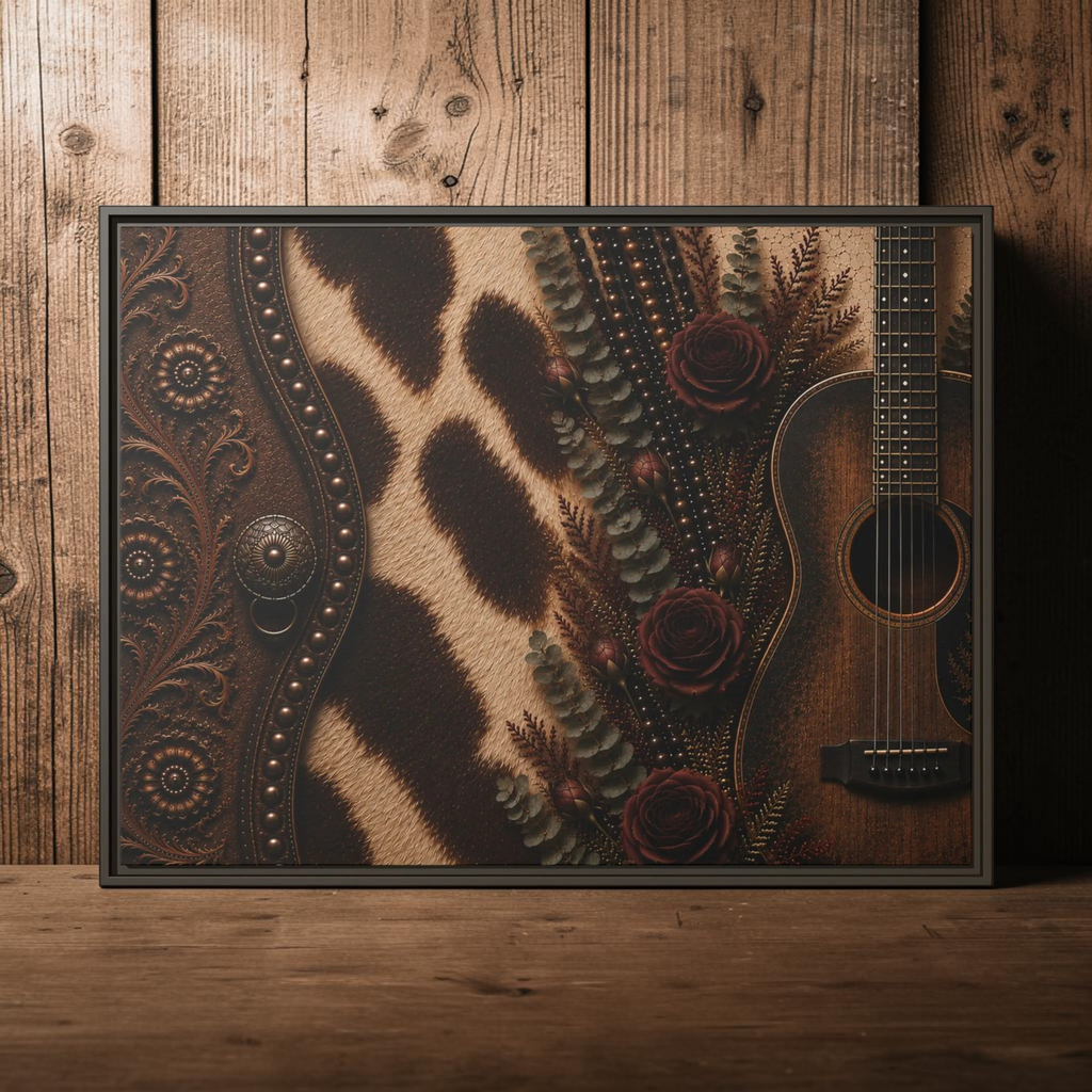 The Cowgirl's Melody | Framed Canvas Wall Art
