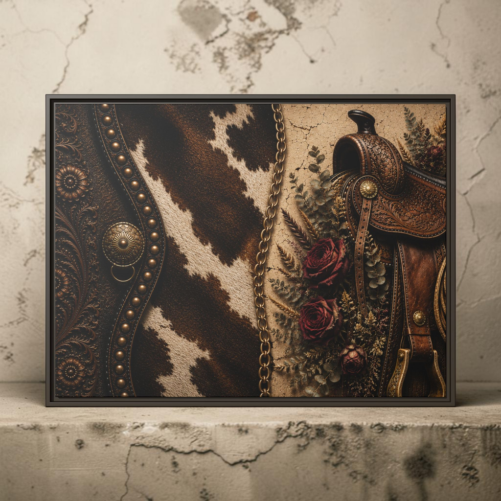 The Cowgirl's Saddle | Framed Canvas Wall Art