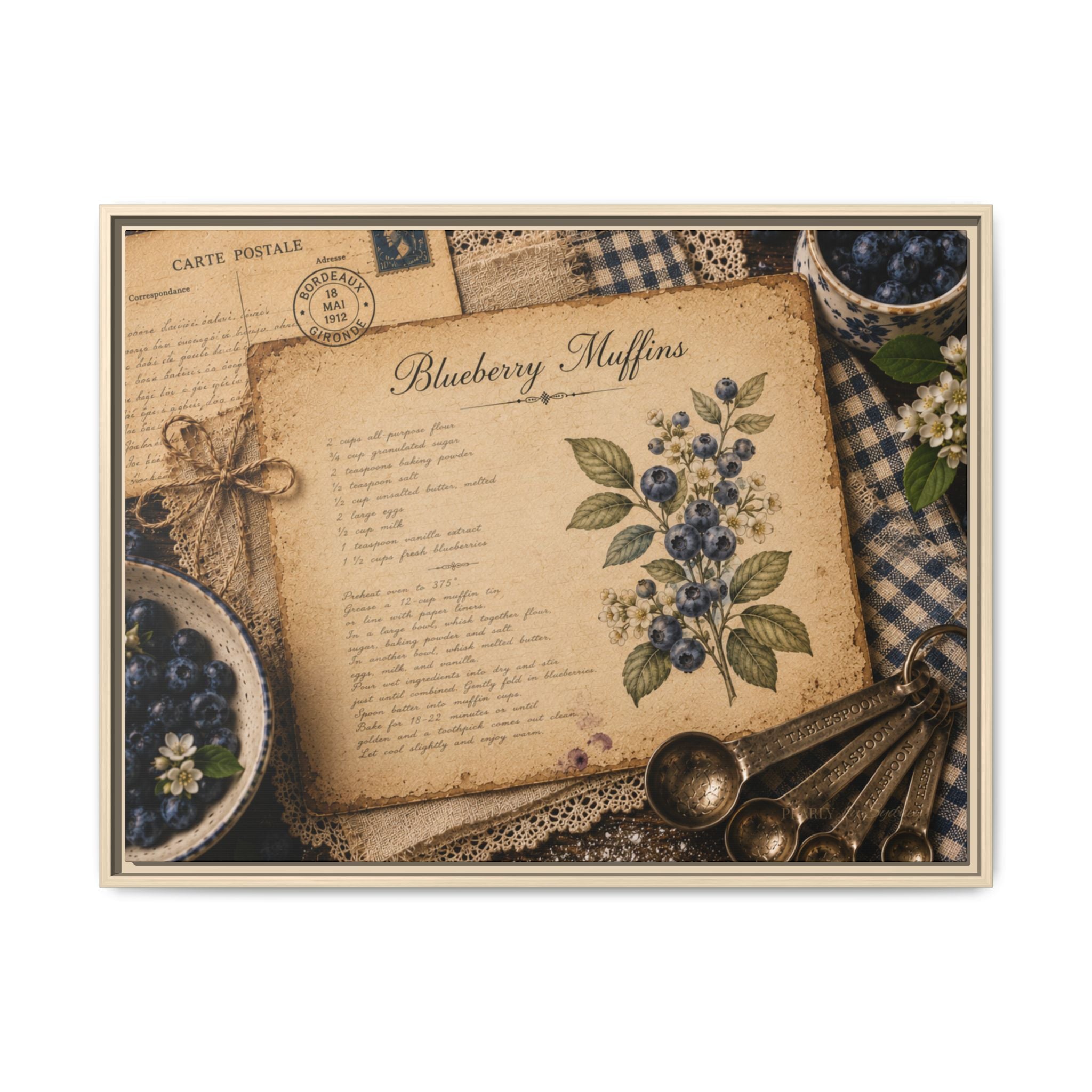 Blueberry Muffins  | Framed Canvas Wall Art