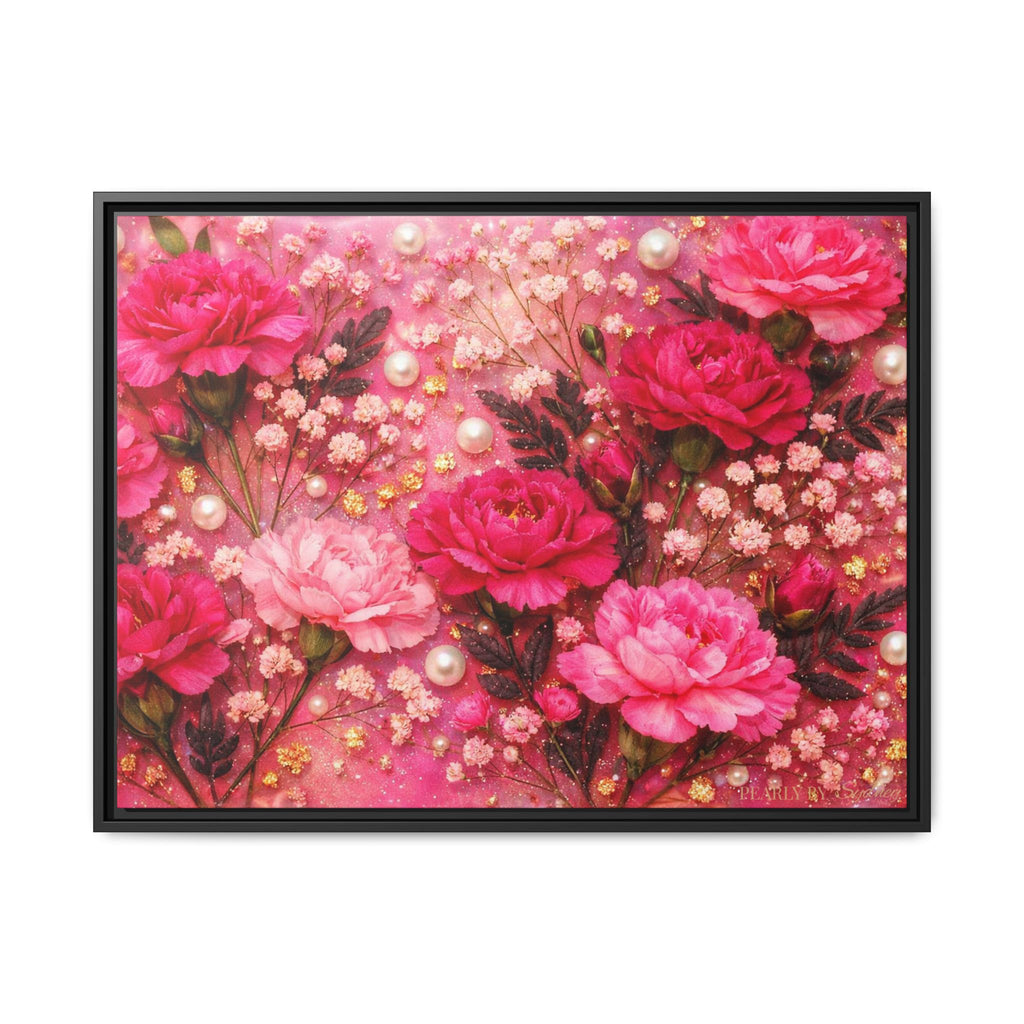 Pearls & Peonies | Framed Floral Canvas Wall Art