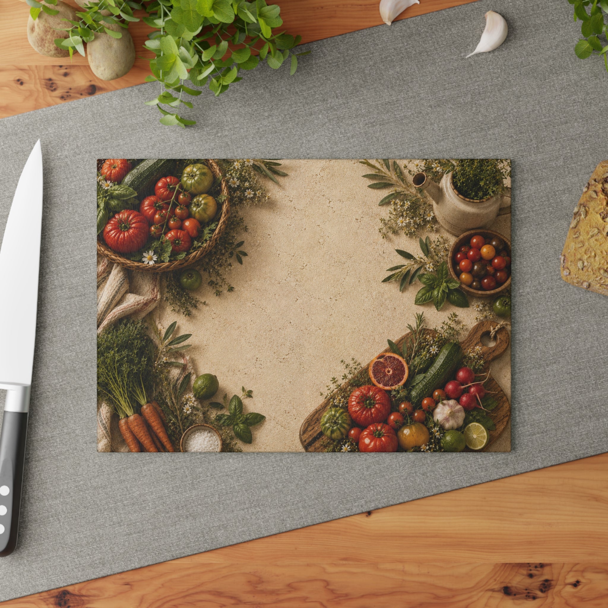 Garden Harvest | Glass Cutting Board