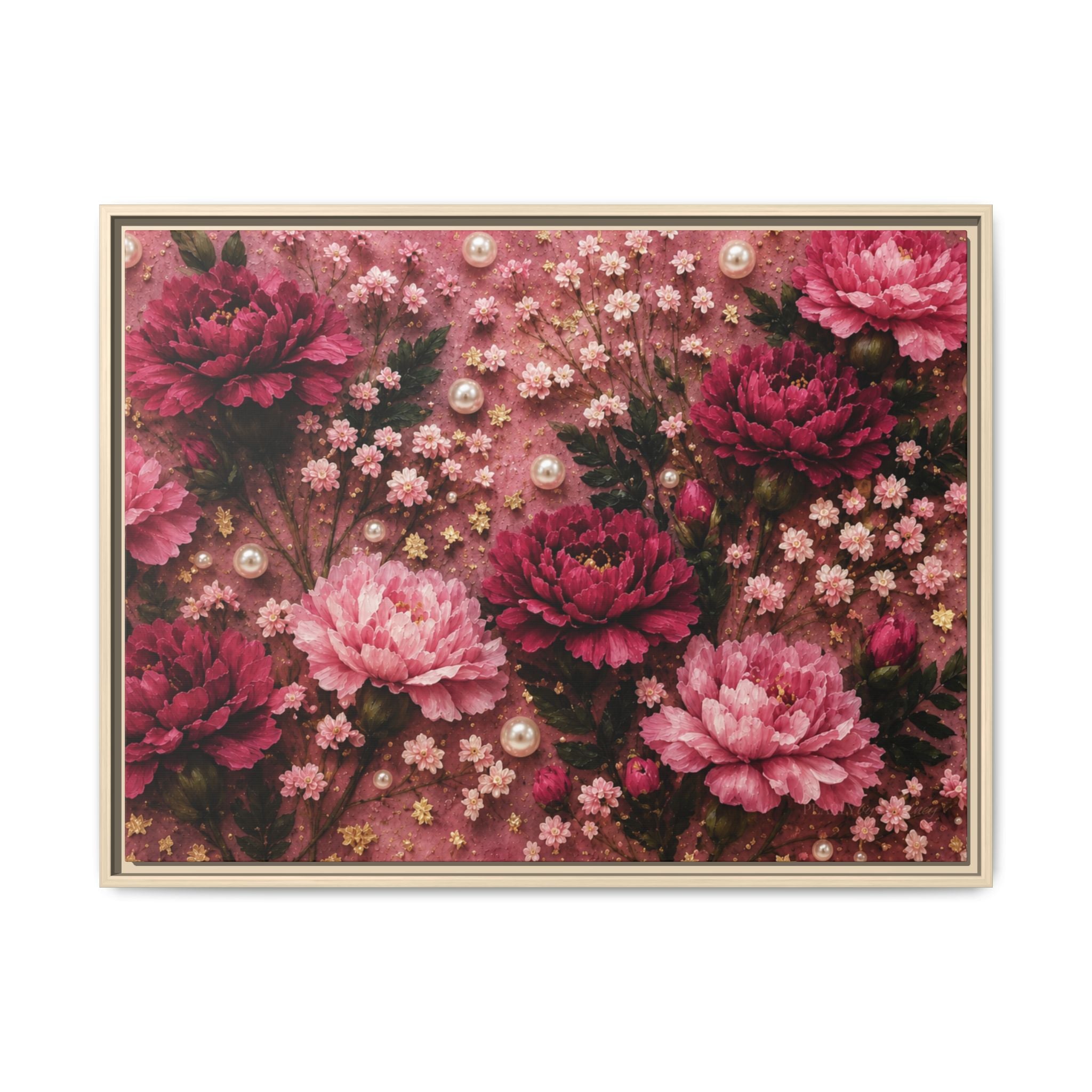 Blushing Peonies | Framed Canvas Wall Art
