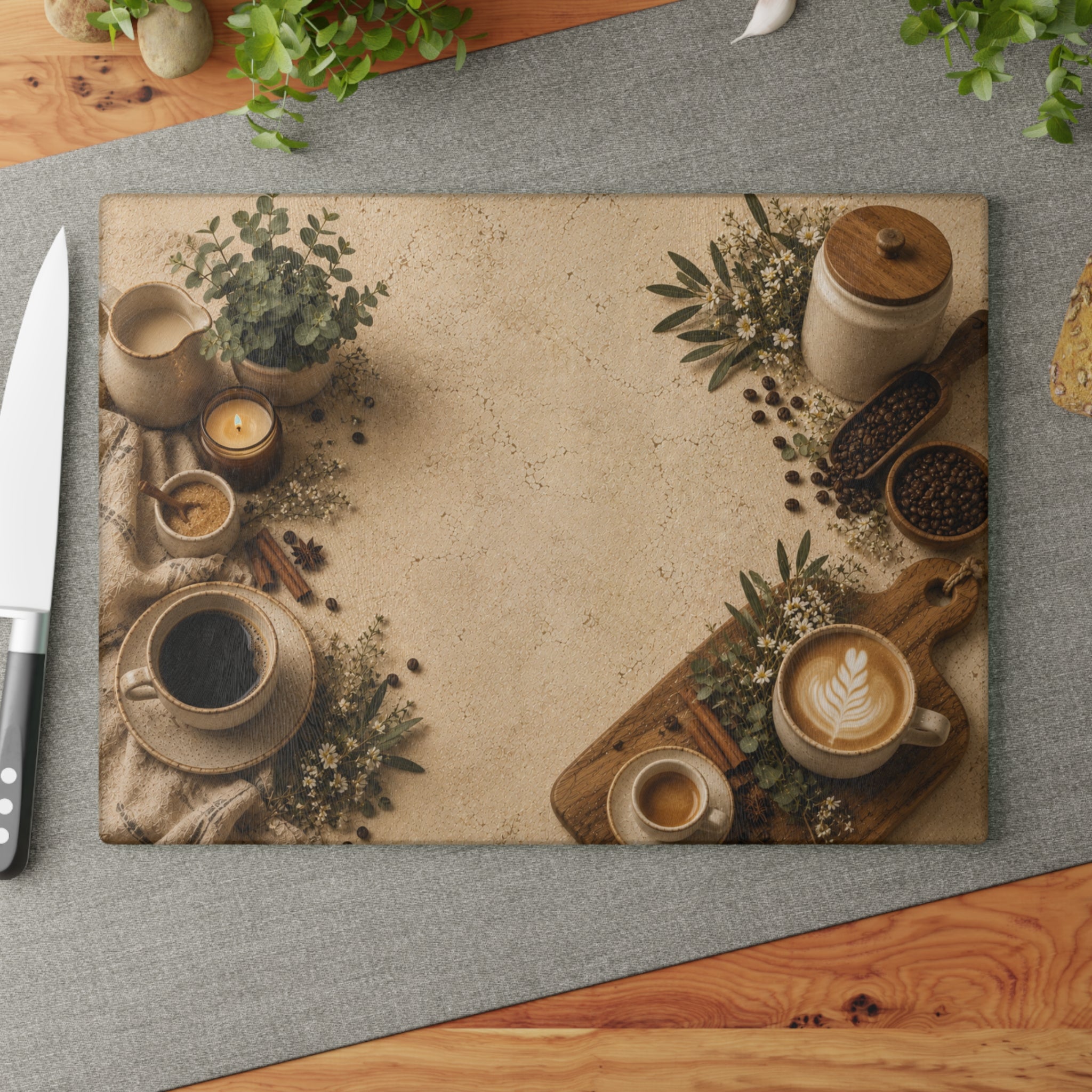 Morning Coffee Bar | Glass Cutting Board