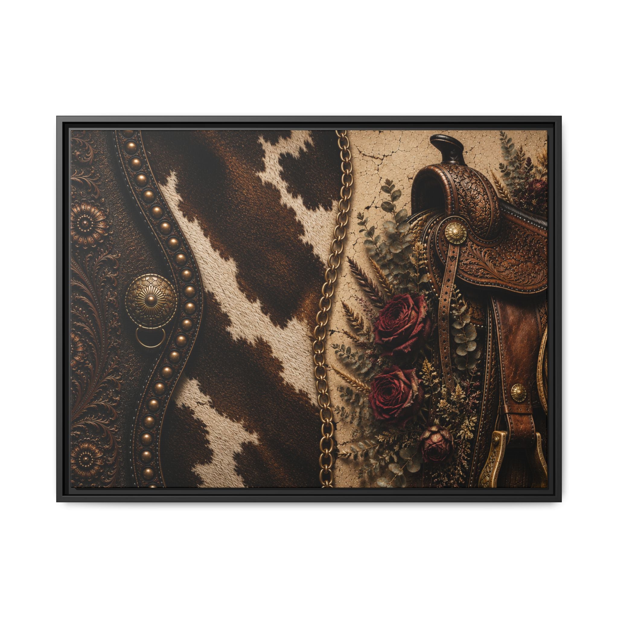 The Cowgirl's Saddle | Framed Canvas Wall Art