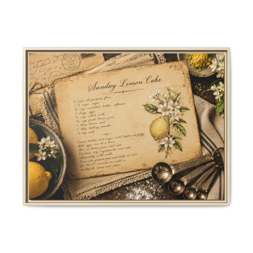 Sunday Lemon Cake | Framed Canvas Wall Art