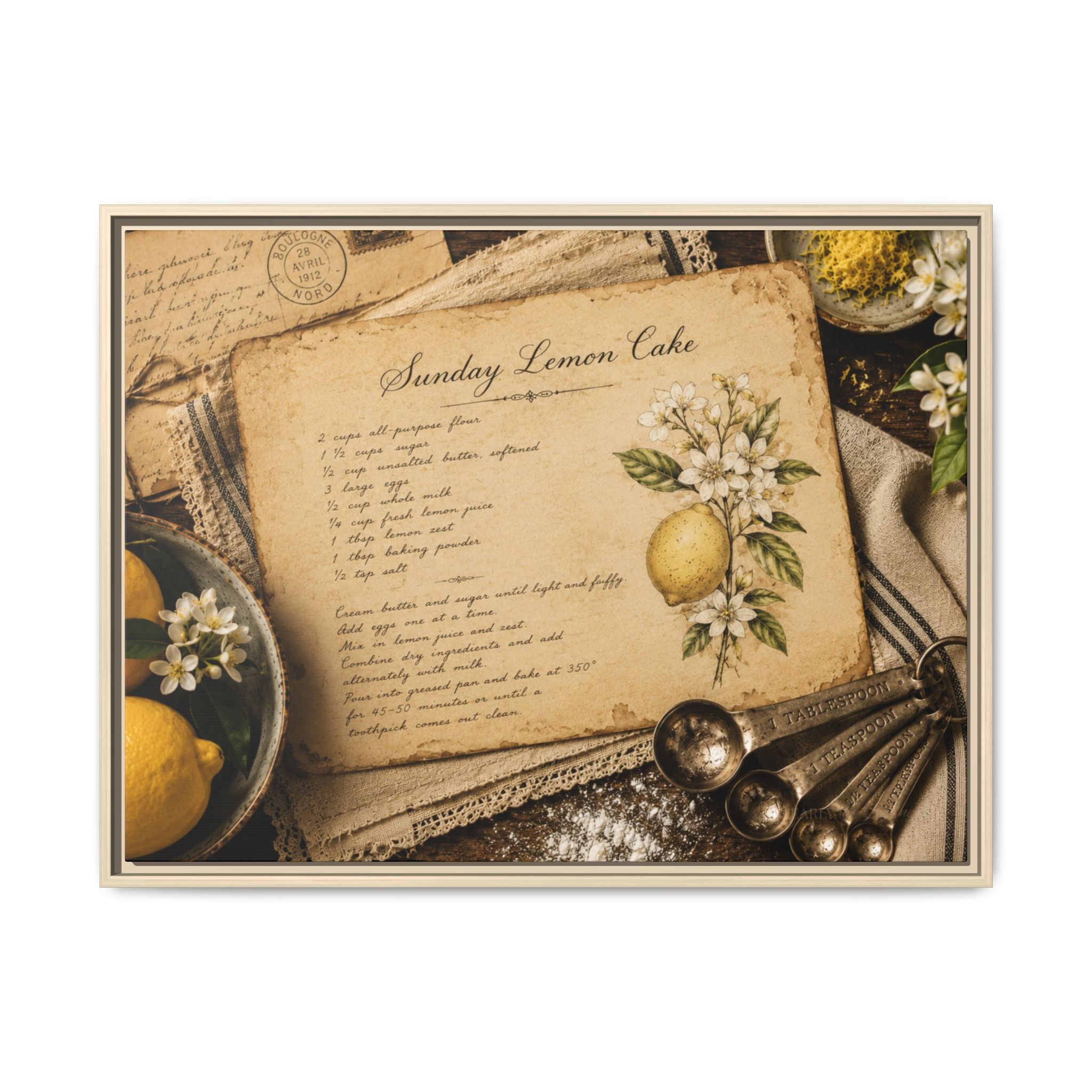 Sunday Lemon Cake | Framed Canvas Wall Art