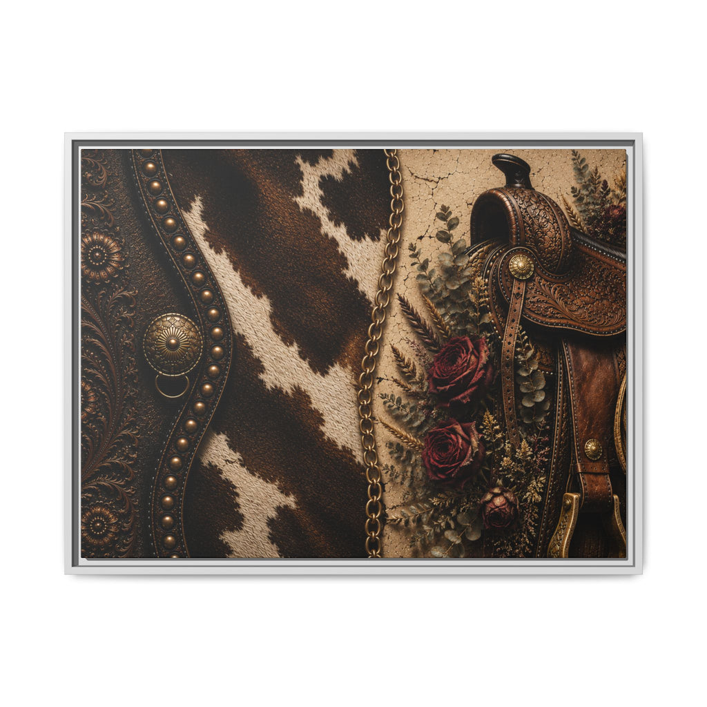 The Cowgirl's Saddle | Framed Canvas Wall Art