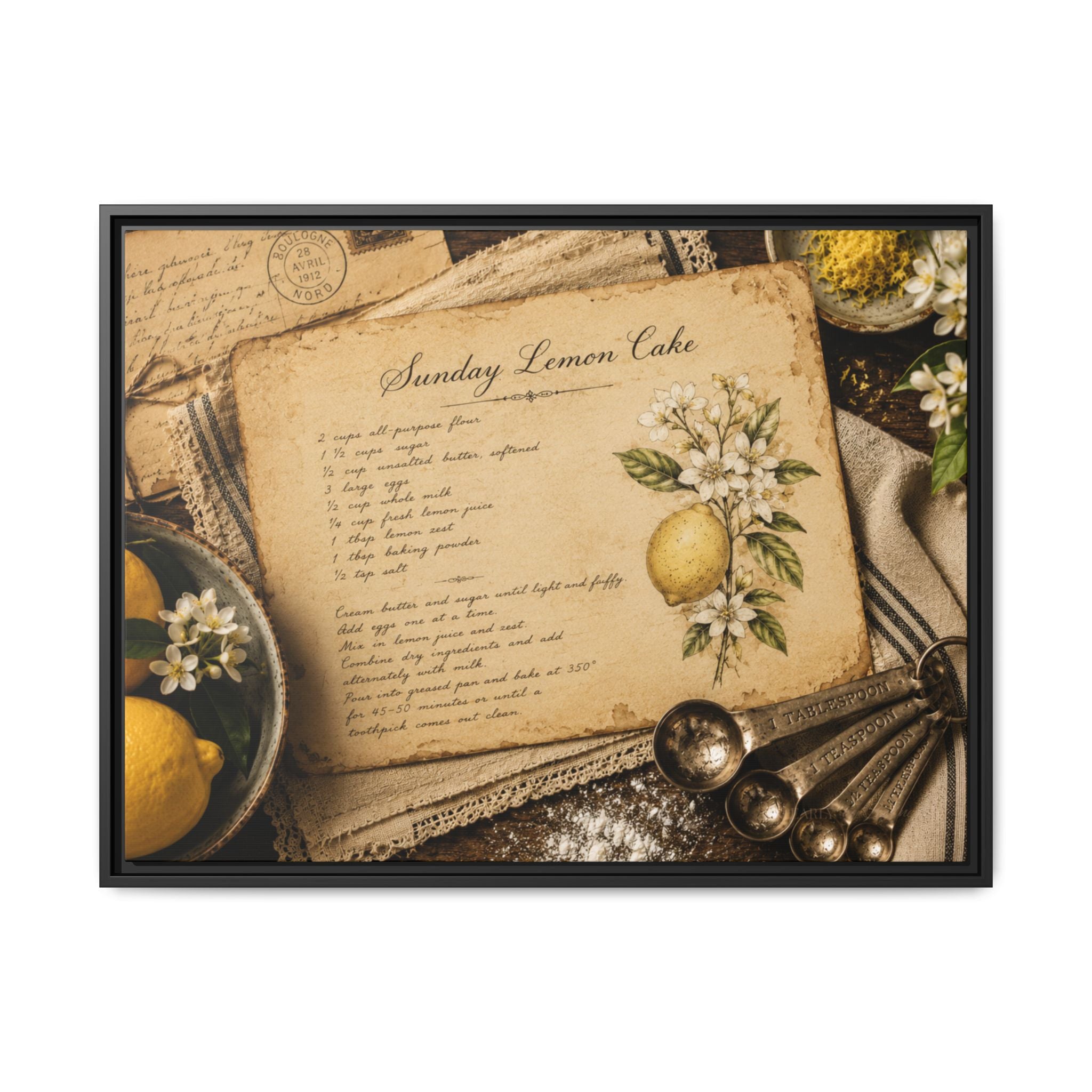 Sunday Lemon Cake | Framed Canvas Wall Art