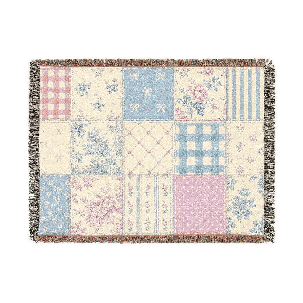 Blue & Pink Patchwork | Woven Blanket