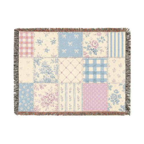 Blue & Pink Patchwork | Woven Blanket