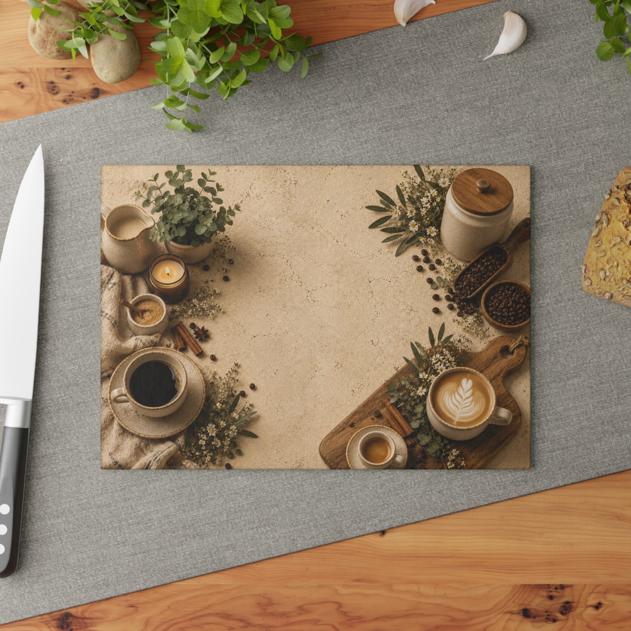 Morning Coffee Bar | Glass Cutting Board