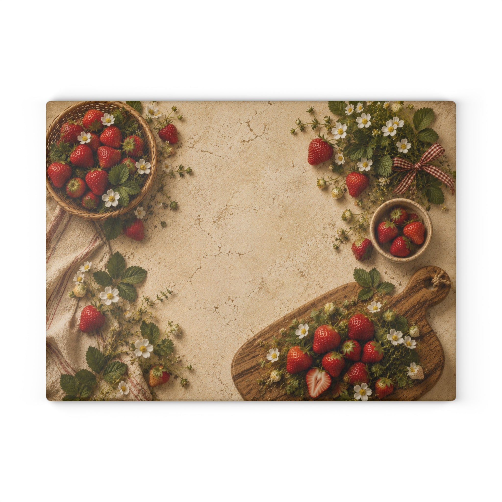Strawberry Patch | Glass Cutting Board